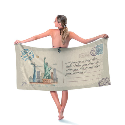 US NYC Postcard Beach Towel
