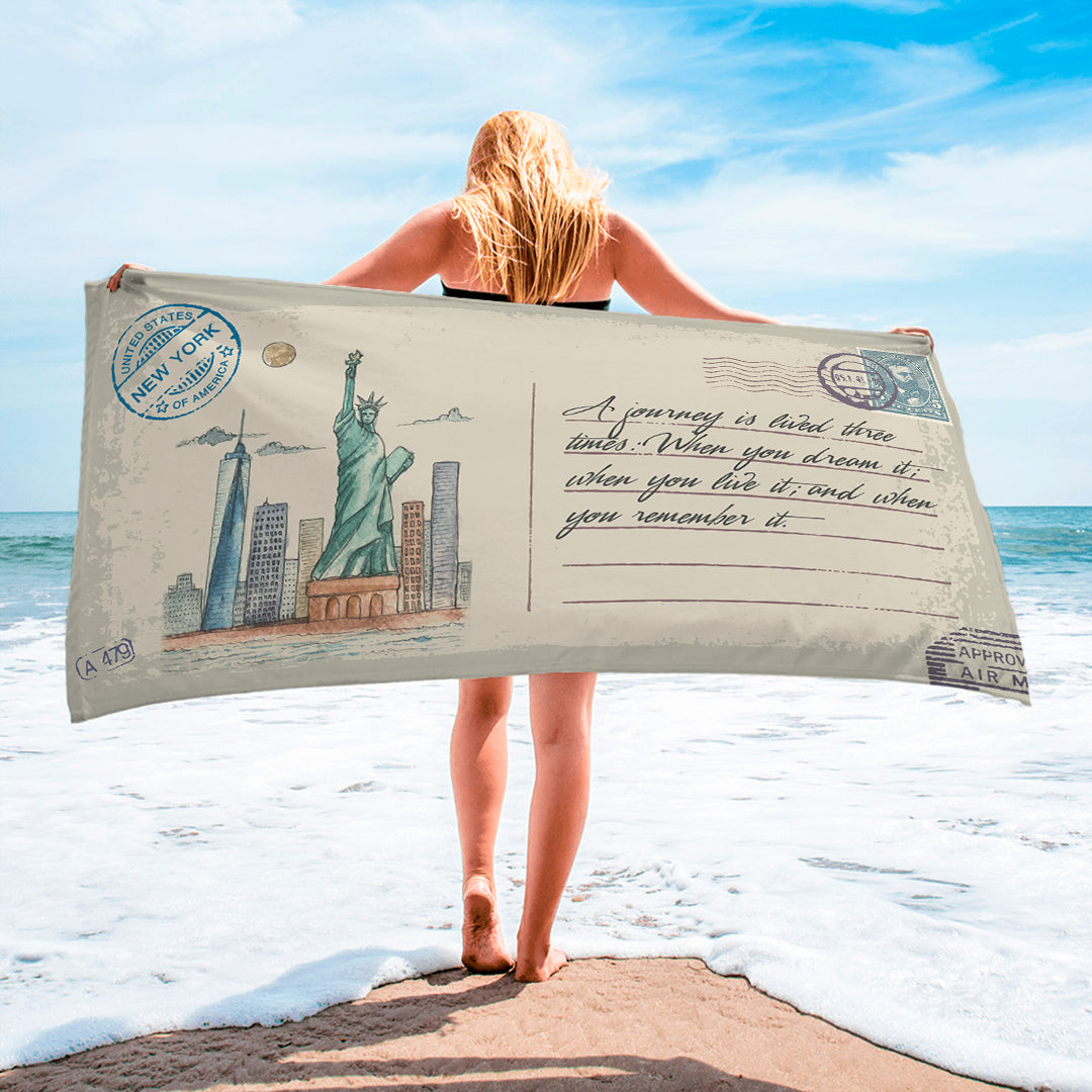 US NYC Postcard Beach Towel