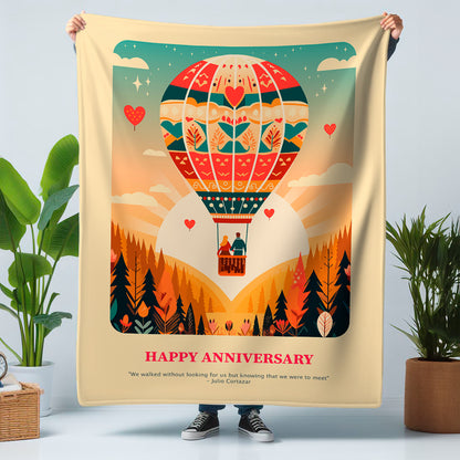 Hot Air Balloon B Anniversary Blanket