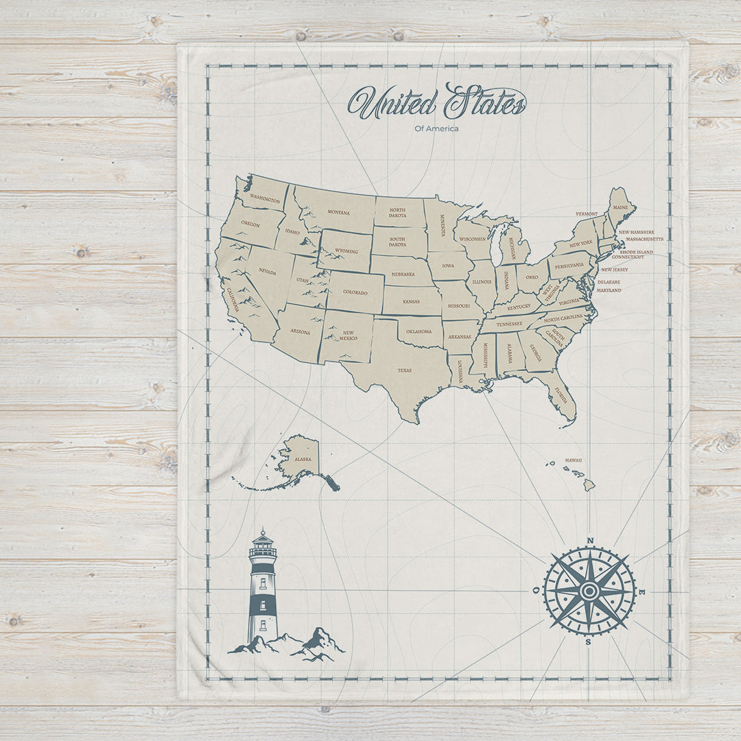 Manta con mapa vintage de EE. UU.