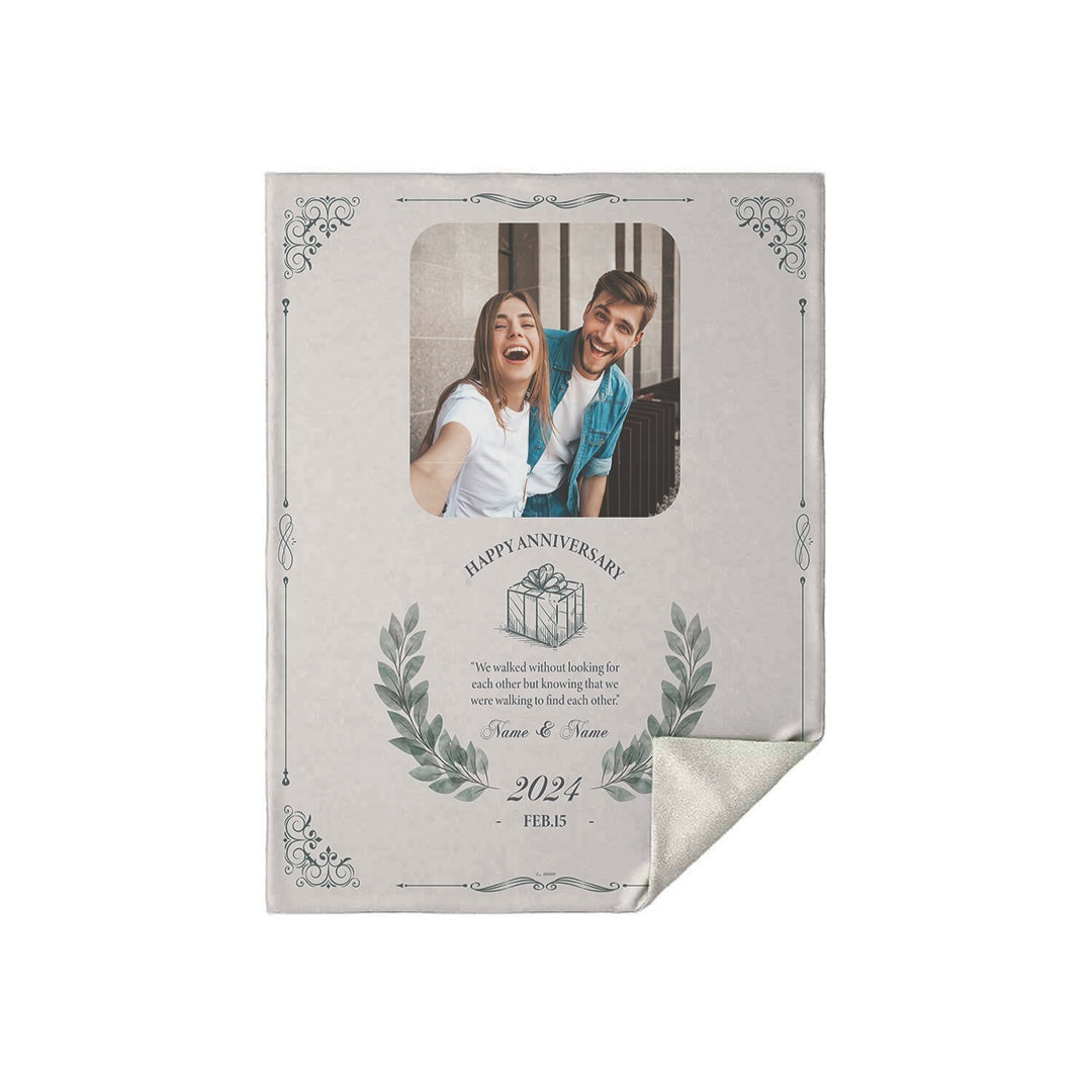 Anniversary Blanket with Photo and Laurels