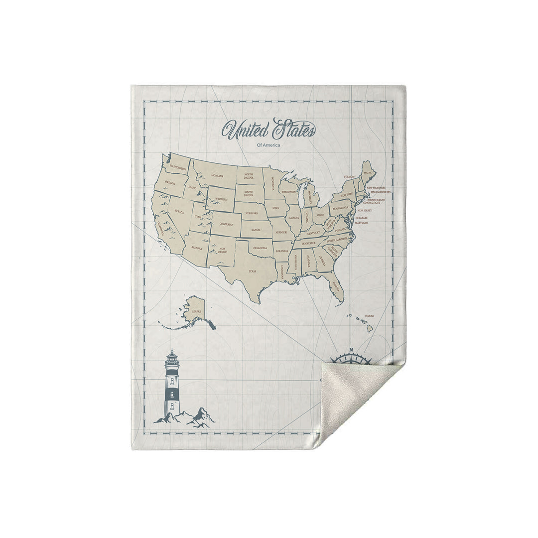 Manta con mapa vintage de EE. UU.