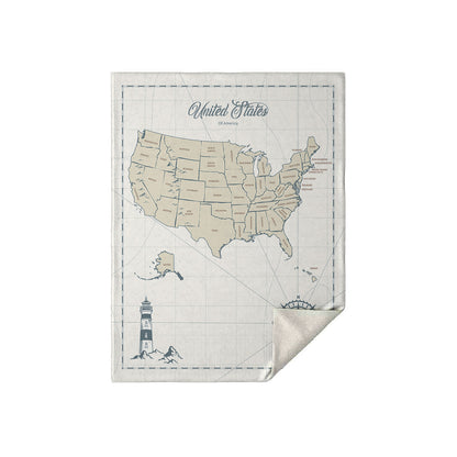 Vintage Map US Blanket