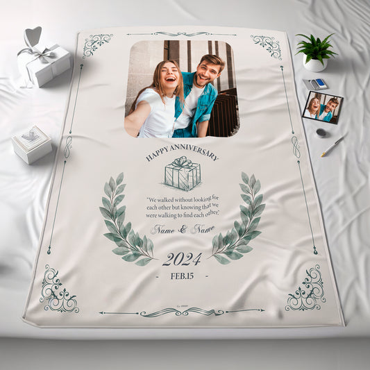 Anniversary Blanket with Photo and Laurels
