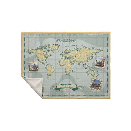 World Map With Photos Personalized Blanket