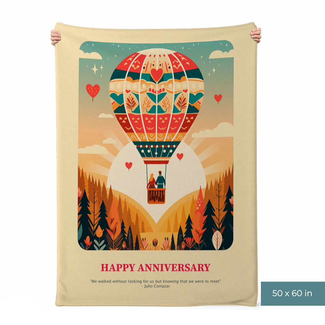 Hot Air Balloon B Anniversary Blanket