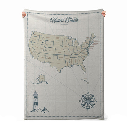 Vintage Map US Blanket