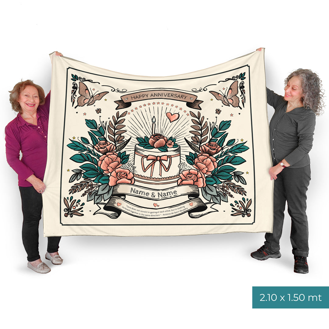 Anniversary Throw Blanket With Flowers