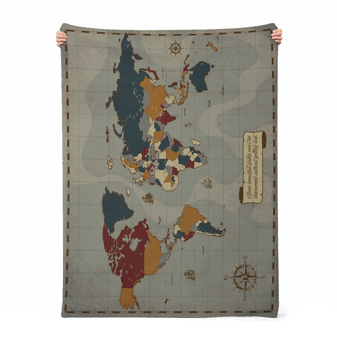 Personalized Blanket Vintage World Map