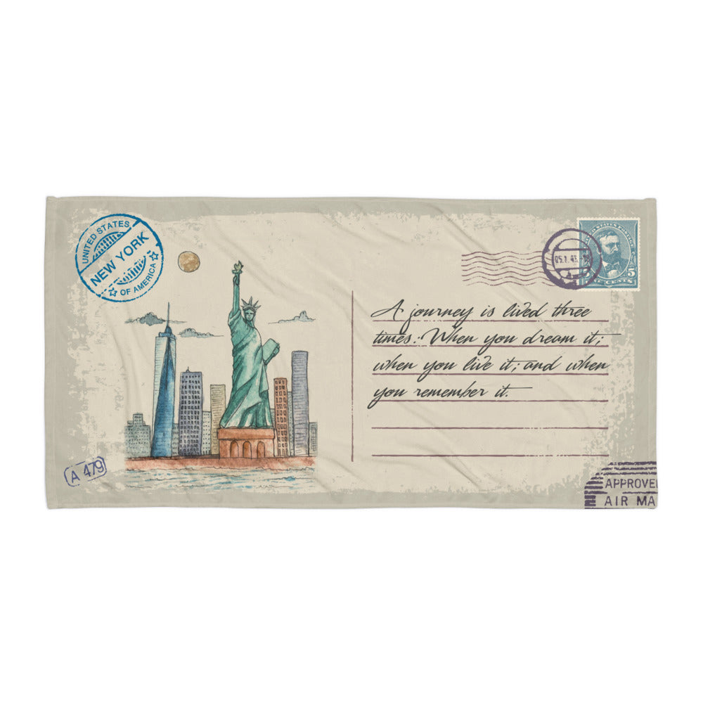 Toalla de playa con postal de la ciudad de Nueva York de EE. UU.